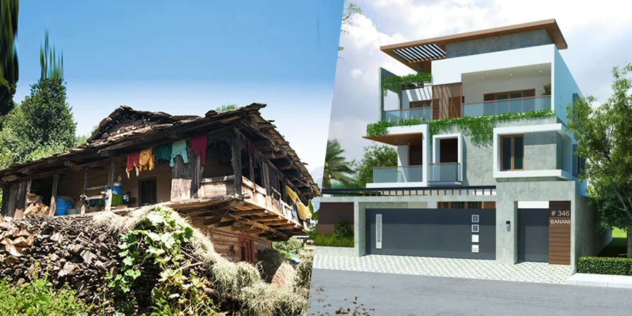 Kutcha House and Pucca House in India